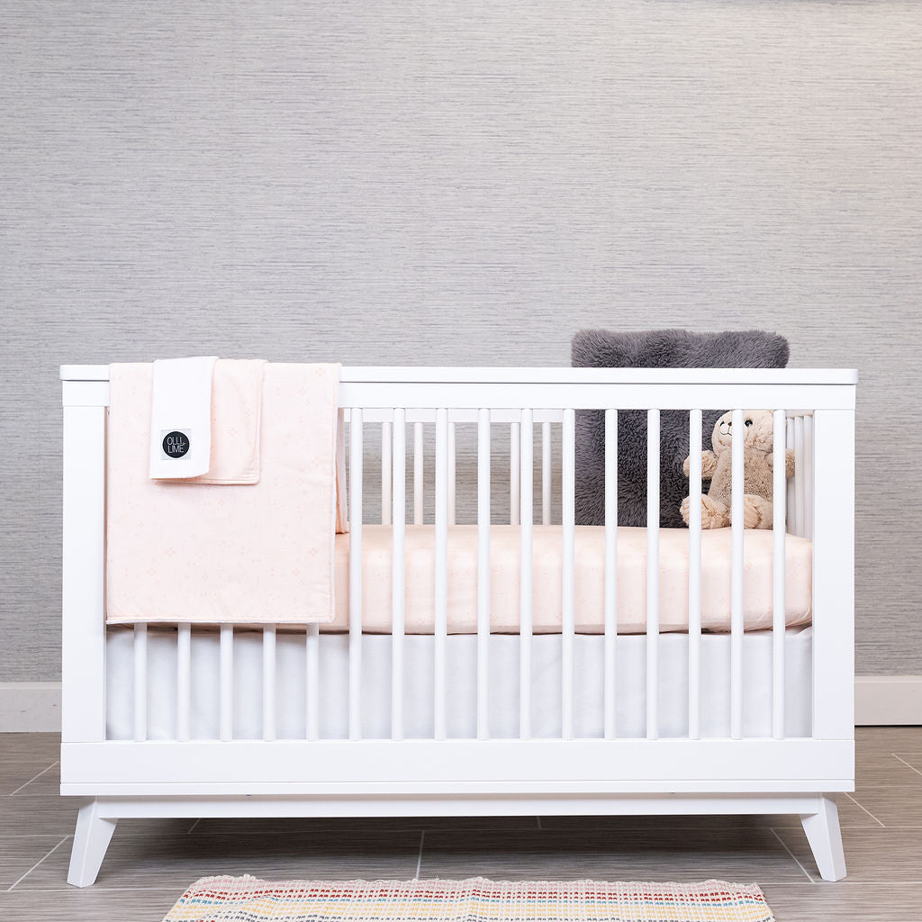 Sunday Stroll - Deluxe Nursery Bedding Set - Crossroads & Dashes in Pink - Olli+Lime